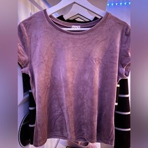 Garage Lavender Velvet Short Sleeve Top